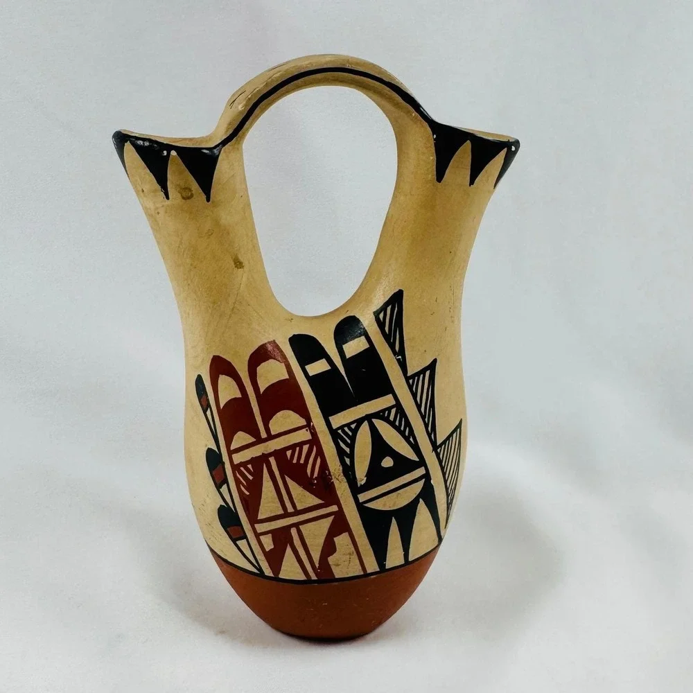 Pueblo Pottery Wedding Vase Native American Acoma Handmade Jemez Southwest BOHO